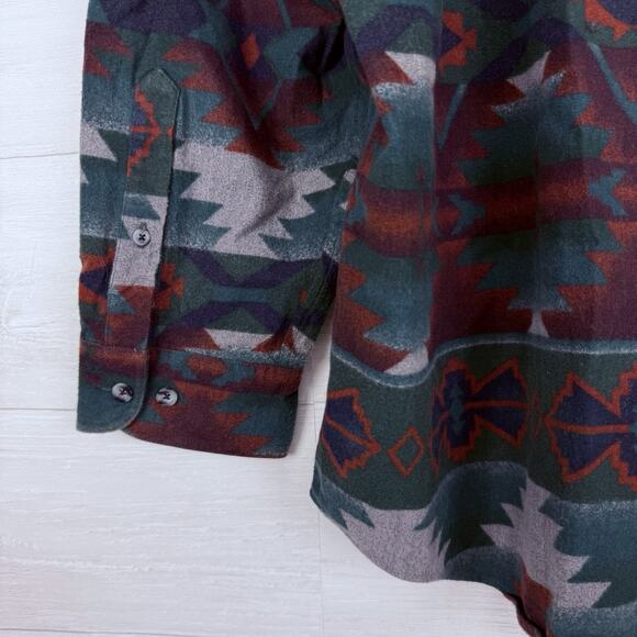 Cabelas Chamois Flannel Button Shirt Men 3XL Tall Southwestern Aztec Long Sleeve - Picture 8 of 14